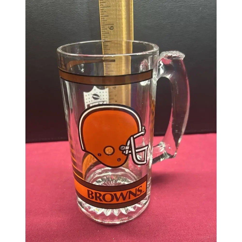 Vintage Heavy Glass Beer‎ Mug Cleveland Browns NFL Football 12 oz.